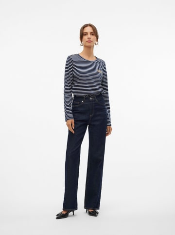 Vero Moda Longsleeve in Dunkelblau/ Weiß