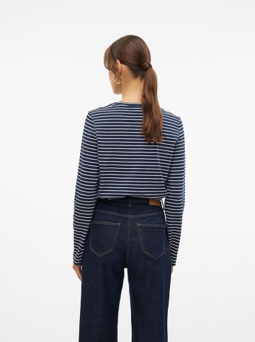 Vero Moda Longsleeve in Dunkelblau/ Weiß