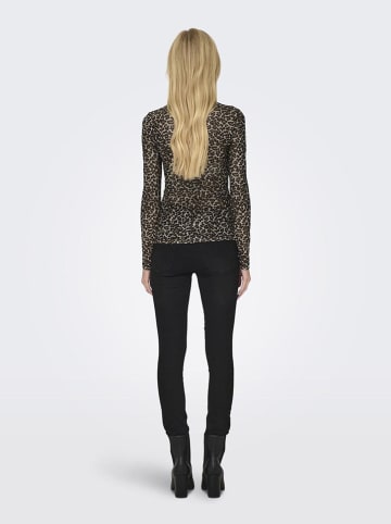 ONLY Longsleeve in Beige/ Schwarz/ Hellbraun