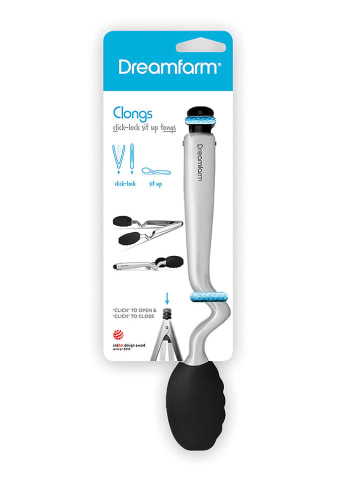 Dreamfarm Küchenzange ''Clongs'' in Silber/ Schwarz - (L)25 cm