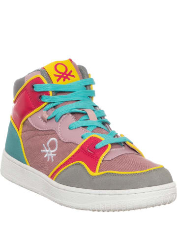 Benetton Sneakersy w kolorze jasnoróżowo-różowo-turkusowym