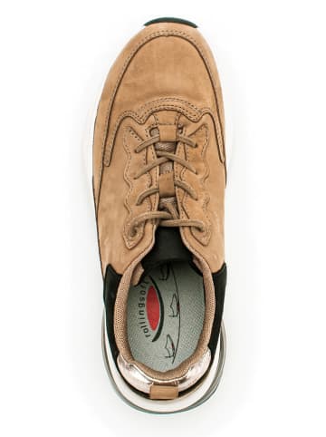 Gabor Leder-Sneakers in Beige/ Schwarz