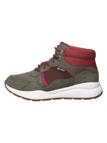 Timberland Leder-Boots "Boroughs" in Khaki/ Rot