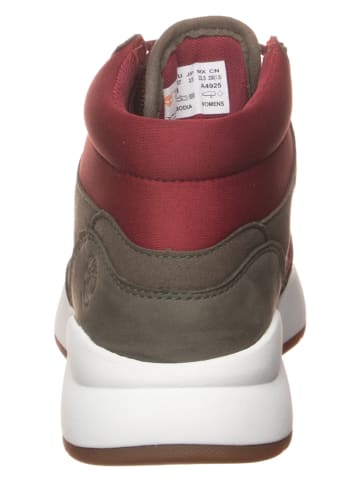 Timberland Leder-Boots "Boroughs" in Khaki/ Rot