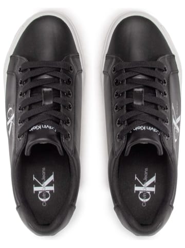 CALVIN KLEIN JEANS Leder-Sneakers in Schwarz/ Weiß