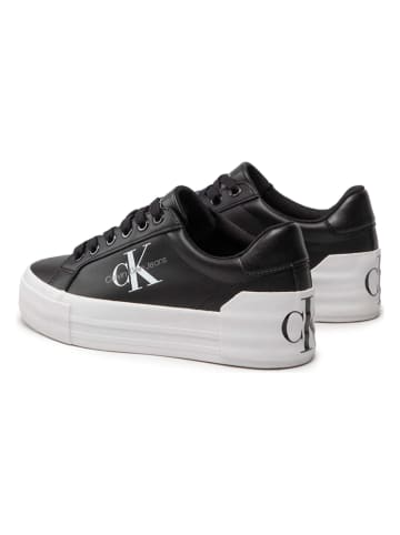 CALVIN KLEIN JEANS Leder-Sneakers in Schwarz/ Weiß