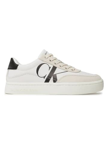 CALVIN KLEIN JEANS Leren sneakers crème/zwart