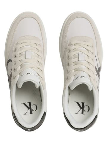 CALVIN KLEIN JEANS Leder-Sneakers in Creme/ Schwarz