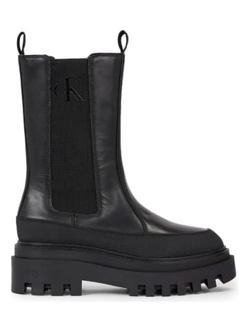 CALVIN KLEIN JEANS Leren chelseaboots zwart