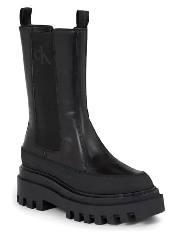 CALVIN KLEIN JEANS Leren chelseaboots zwart