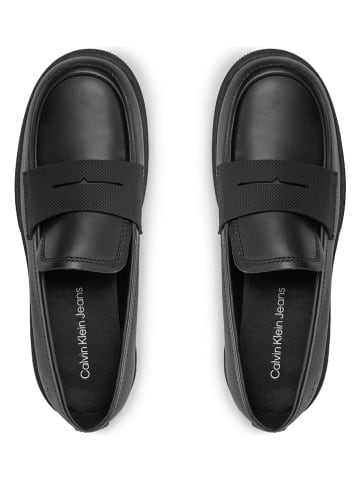 CALVIN KLEIN JEANS Leder-Mokassins in Schwarz