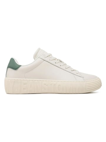 Tommy Hilfiger Shoes Leder-Sneakers in Creme/ Grün