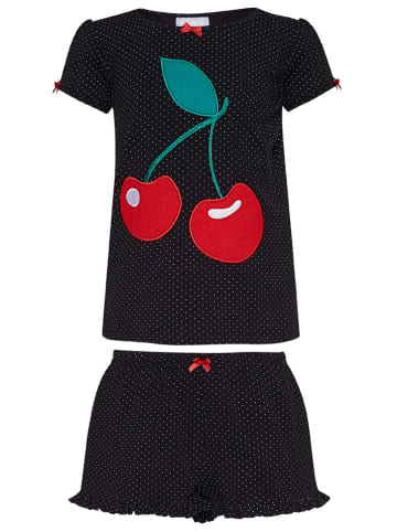 Pussy Deluxe Piżama "Dotties & Cherry" w kolorze czarnym