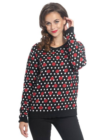 Pussy Deluxe Sweatshirt "Mixed Dotties" in Schwarz/ Rot/ Weiß