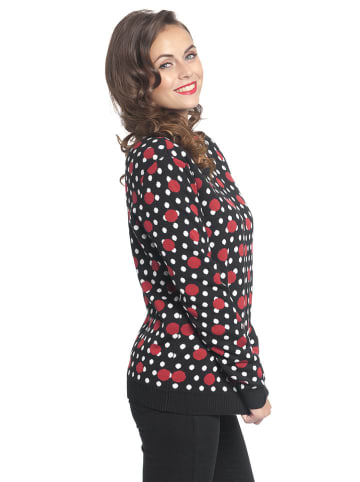Pussy Deluxe Sweatshirt "Mixed Dotties" in Schwarz/ Rot/ Weiß