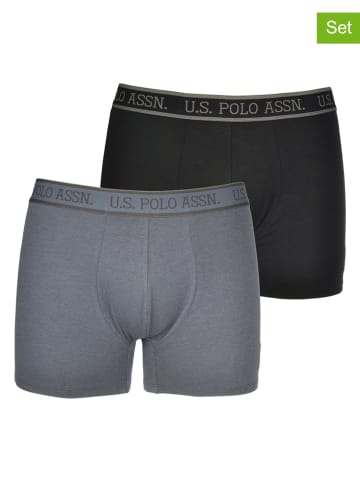 U.S. Polo Assn. 2er-Set: Boxershorts in Schwarz/ Grau