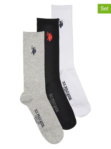 U.S. Polo Assn. Skarpety (3 pary) w kolorze białym, czarnym i szarym