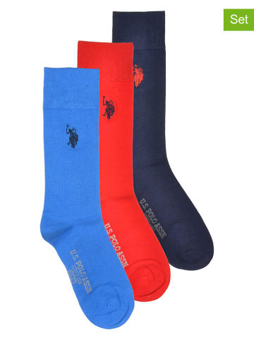 U.S. Polo Assn. Skarpety (3 pary) w kolorze niebieskim, granatowym i czerwonym