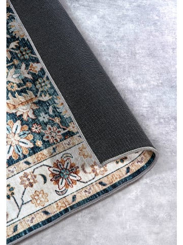 Elle Decoration Kurzflor-Teppich "Saveh" in Blau/ Creme