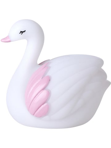 Rice Decoratief ledobject "Swan" wit/lichtroze - (B)7,5 x (H)9 cm