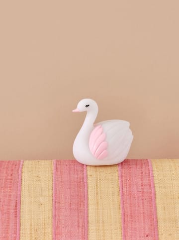 Rice Decoratief ledobject "Swan" wit/lichtroze - (B)7,5 x (H)9 cm