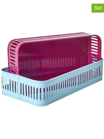 Rice 2-delige set: dienbladen roze/mintgroen - (L)34,5 cm