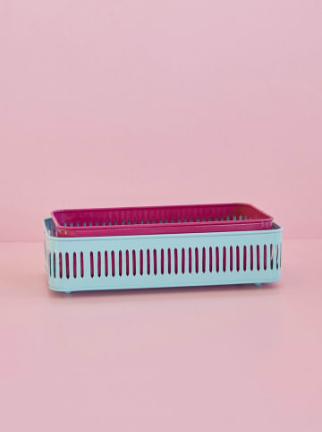 Rice 2-delige set: dienbladen roze/mintgroen - (L)34,5 cm