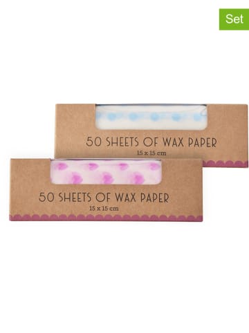 Rice 2-delige set: boterhampapier paars/lichtblauw - 2x 50 stuks