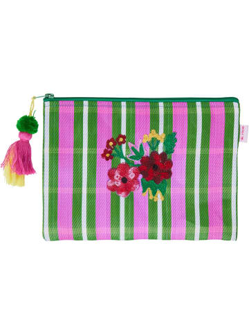 Rice Clutch in Rosa/ Grün - (B)28 x (H)20 cm