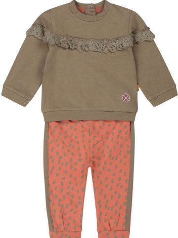 Dirkje 2-delige outfit oranje/kaki