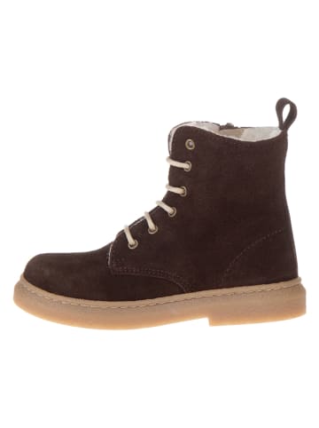 POM POM Leder-Winterboots in Braun