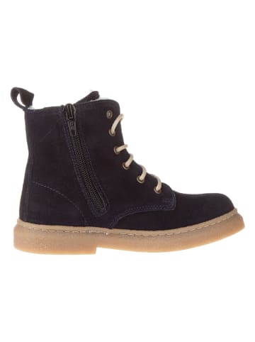 POM POM Leder-Winterboots in Dunkelblau