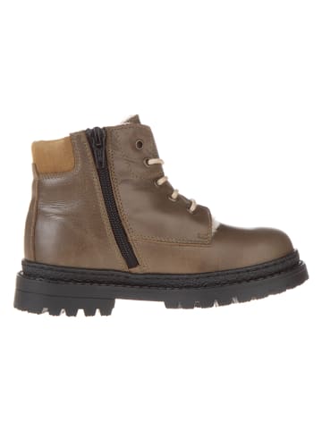 POM POM Leder-Winterboots in Khaki