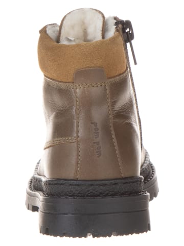 POM POM Leder-Winterboots in Khaki