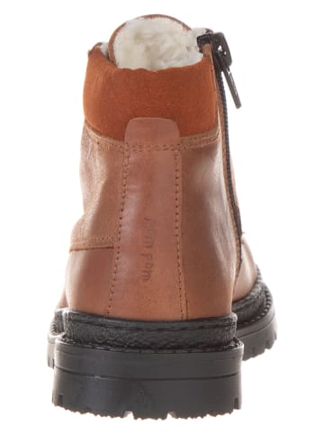 POM POM Leren winterboots in lichtbruin