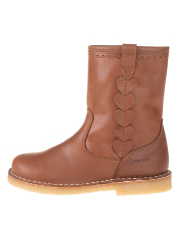 POM POM Leren winterboots lichtbruin