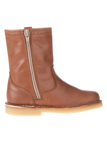 POM POM Leder-Winterstiefel in Hellbraun