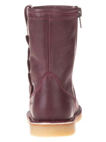 POM POM Leder-Winterstiefel in Bordeaux