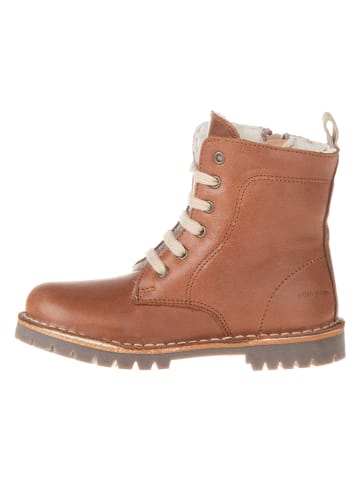 POM POM Leder-Winterboots in Hellbraun