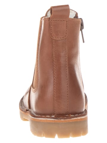 POM POM Leder-Winterboots in Hellbraun