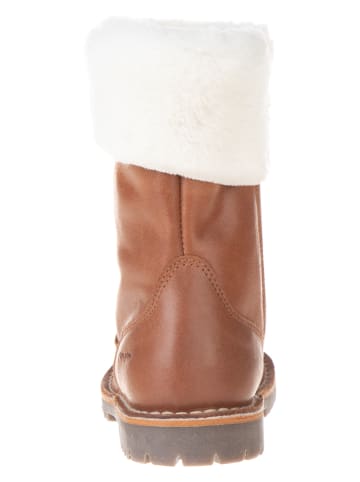 POM POM Leder-Winterboots in Hellbraun