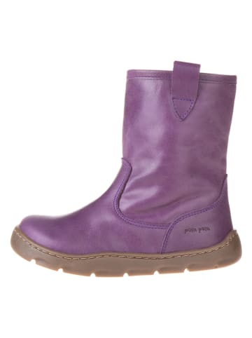 POM POM Leder-Winterboots in Violett