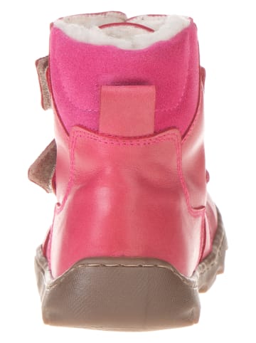 POM POM Leder-Winterboots in Pink
