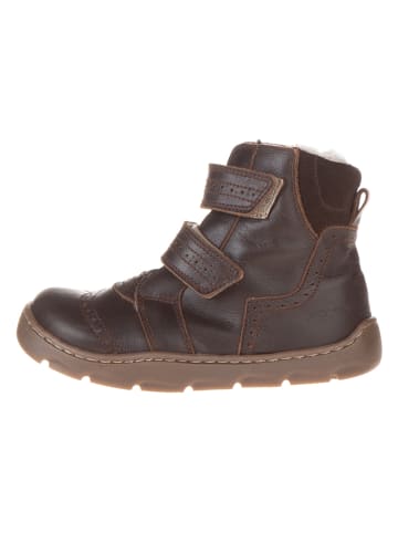 POM POM Leder-Winterboots in Braun
