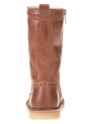 POM POM Leder-Winterstiefel in Hellbraun
