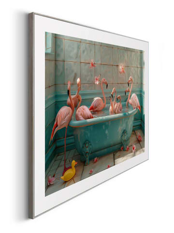 Orangewallz Gerahmter Kunstdruck "Flamingo Bath Party"