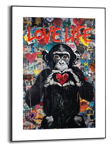 Orangewallz Ingelijste kunstdruk "Love Life Monkey" - (B)50 x (H)70 cm