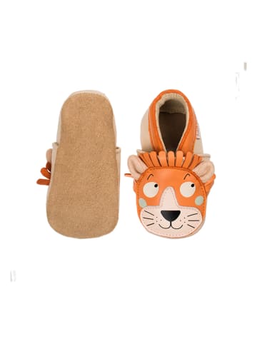 Lait et Miel Lammleder-Krabbelschuhe "Lion" in Hellbraun