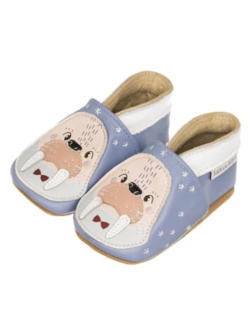 Lait et Miel Lammleder-Krabbelschuhe "Walrus" in Blau