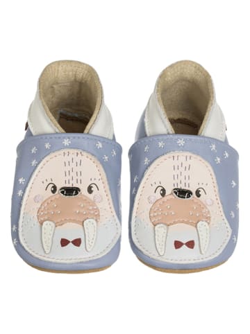 Lait et Miel Lammleder-Krabbelschuhe "Walrus" in Blau